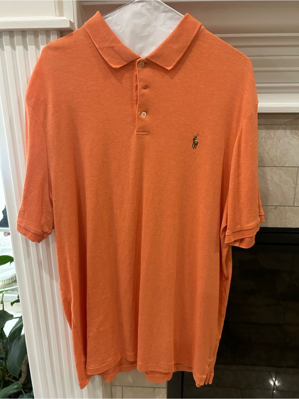 Polo by Ralph Lauren Men's Orange Short-Sleeve Polo with Embroidered Pony